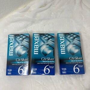 Maxell T-120 VHS GX-Silver 3 Pack - 6 Hour Tapes New Sealed Standard Grade